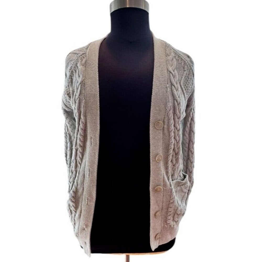 Aritzia Wilfred XS Cable Knit Cardigan Button Front Pockets Long‎ Sleeve Sweater